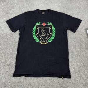 October's Very Own Shirt Mens Small Black Owl Crest Maple Leaf Graphic Tee